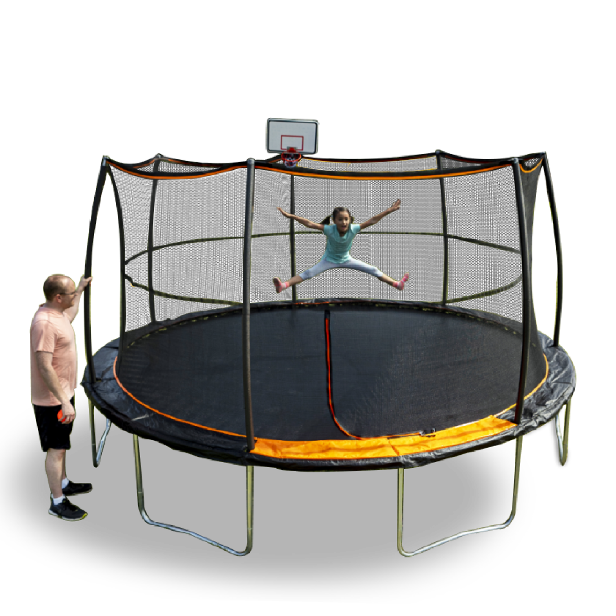 jumpking trampoline basketball hoop with attachment and inflatable basketball